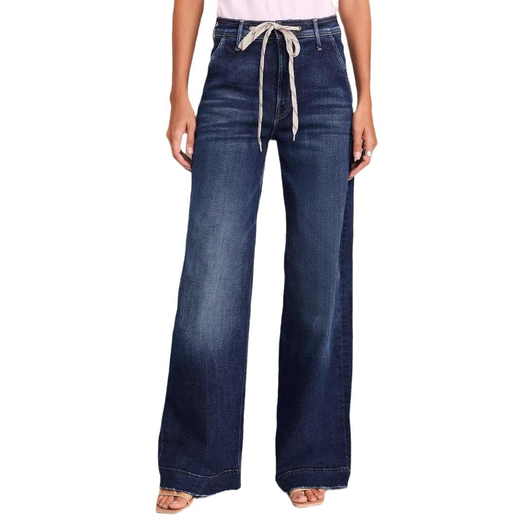 Damen Weit geschnittene Jeans mit verstellbarem Taillenbund und trendigem Detail Drune