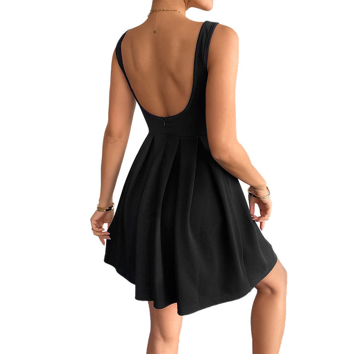 Damen figurbetontes Kleid mit schwingendem Rock und elegantem Ausschnitt Drune