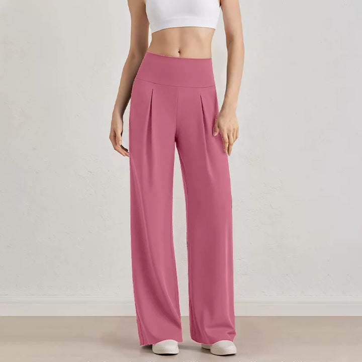 Damen Komfort-Faltenhose mit hohem Bund.