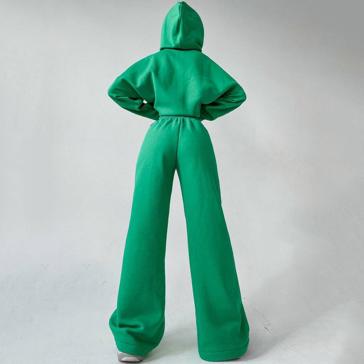 Damen zweiteiliges Lounge-Set mit sculpting High Waist Palazzohose und oversized Kapuzenhoodie Drune