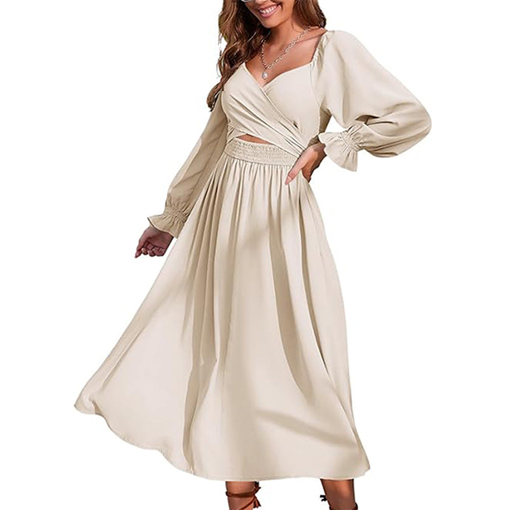 Damen Wickelkleid mit langen Ärmeln und taillierter Silhouette Drune