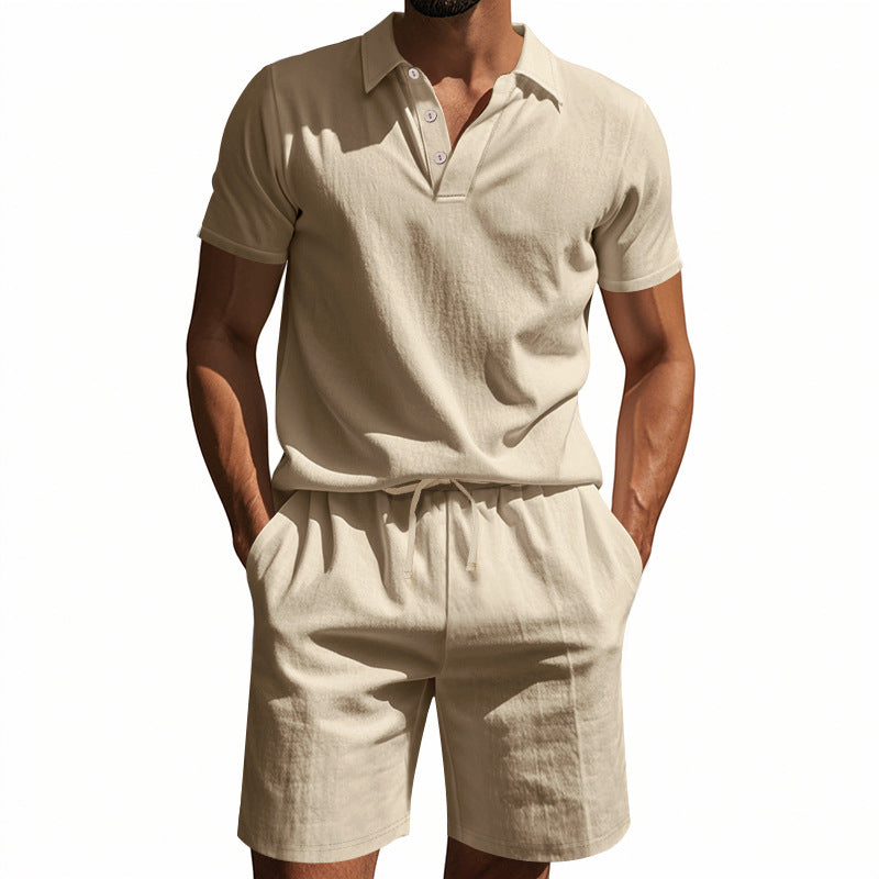 Herren lässiges Poloshirt und Shorts Set Drune