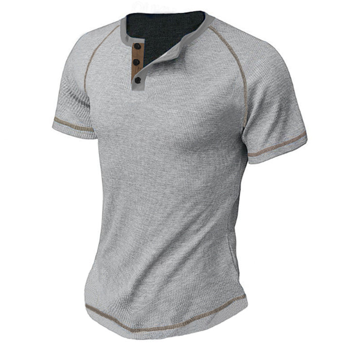 Herren kurzärmliges Henley-Shirt mit atmungsaktiver Struktur Drune