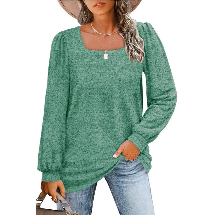 Damen Legerer Feinstrick-Pullover mit quadratischem Ausschnitt, Puffschulter und Bündchen Drune