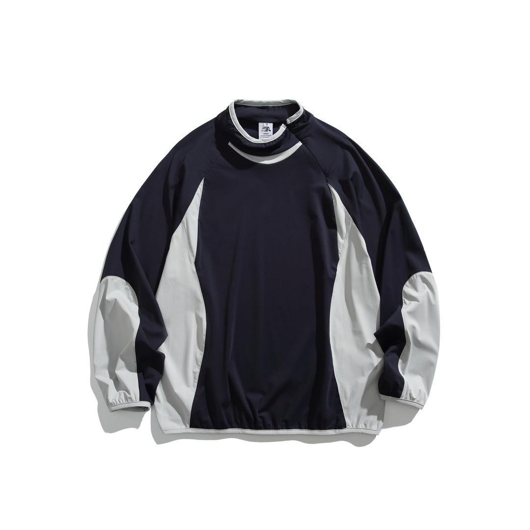 Unisex Oversize Windbreaker-Pullover mit Stehkragen und Kontrastpaneelen Drune