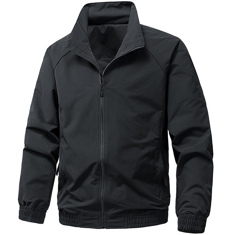 Herren Technische Microfaser-Softshelljacke im Bomberstil mit Stehkragen und Reißverschlusstaschen Drune