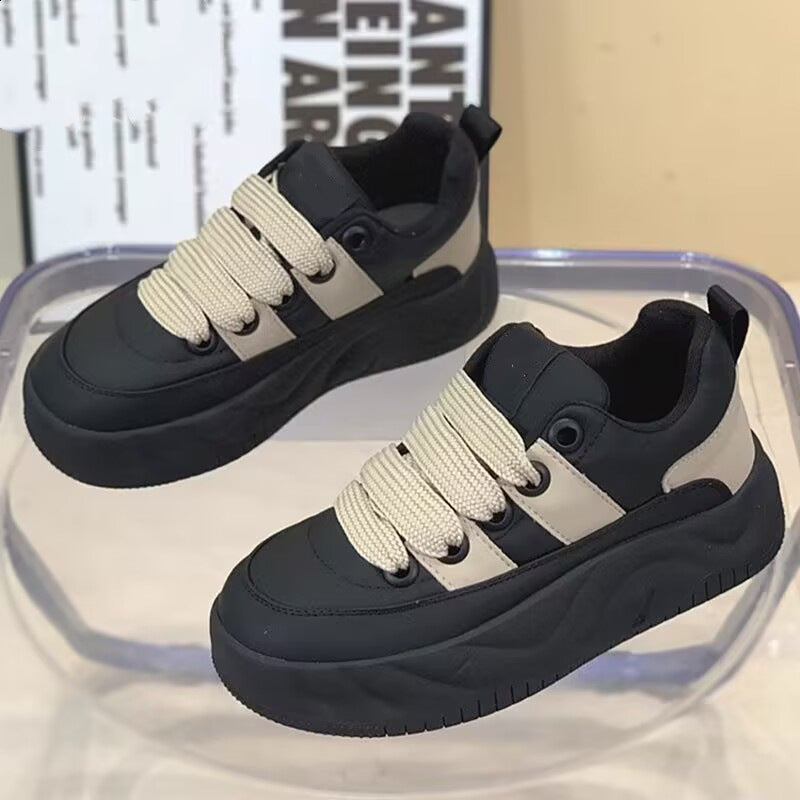 Damen Plattform Sneakers mit dickem Gummi-Style und farblich abgesetzten Details Drune