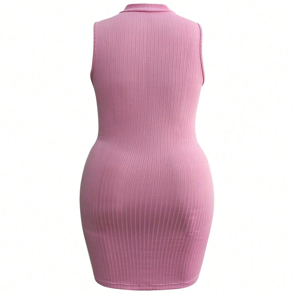 Damen Stretchkleid mit hochgeschlossenem Reißverschluss Drune