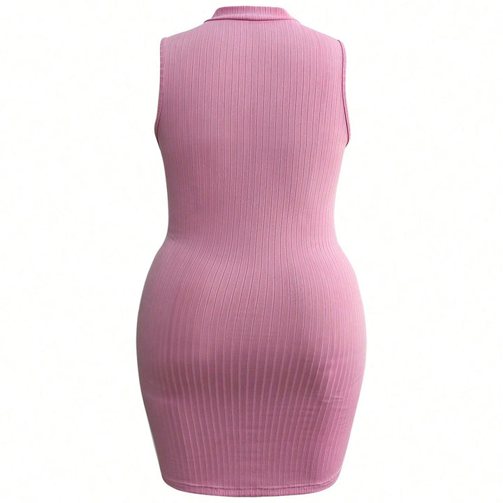 Damen Stretchkleid mit hochgeschlossenem Reißverschluss Drune