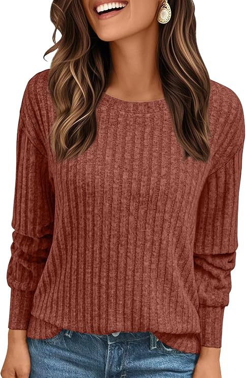 Damen Strukturiertes Rippstrick-Sweatshirt mit Chenille-Optik und lockerer Passform Drune