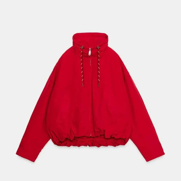 Damen Kurze Outdoor‑Blousonjacke mit hohem Stehkragen, Kordelzug und Gummizugsaum Drune