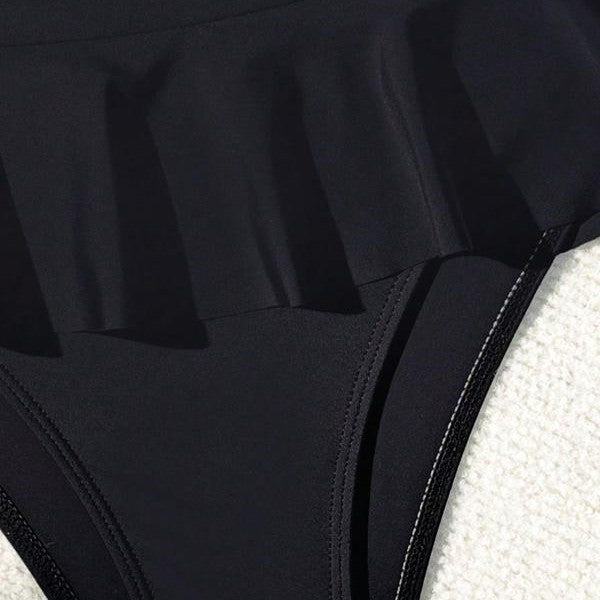 Damen Badeset mit eleganter Rüsche und hohem Taille Drune