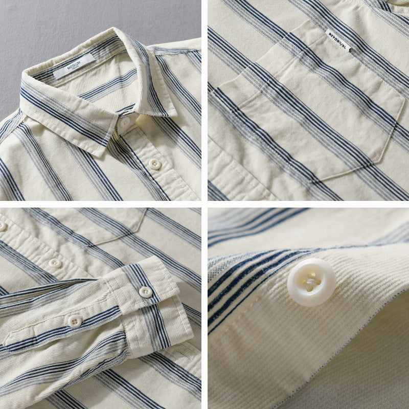 Herren Freizeithemd im Overshirt‑Stil aus leichtem Baumwollmix mit vertikalen Streifen Drune