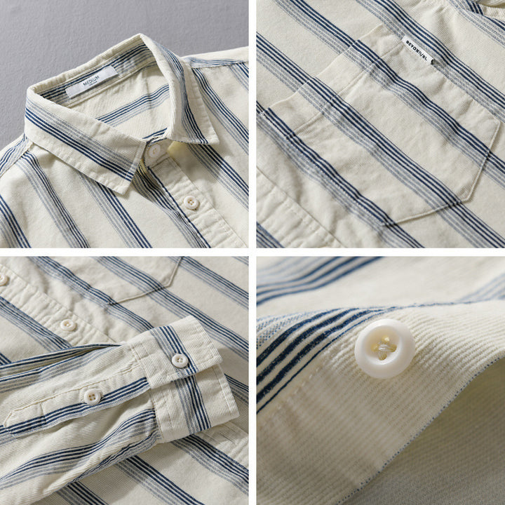 Herren Freizeithemd im Overshirt‑Stil aus leichtem Baumwollmix mit vertikalen Streifen Drune