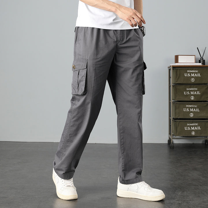 Herren Lässige Canvas-Cargohose mit großen Klappentaschen, Relaxed Fit & verstärkten Nähten Drune