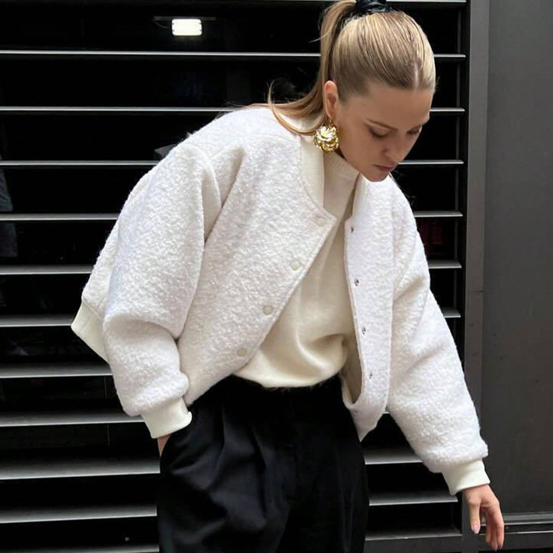 Damen kuschelige Fleece-Jacke im lässigen Stil mit praktischen Taschen Drune