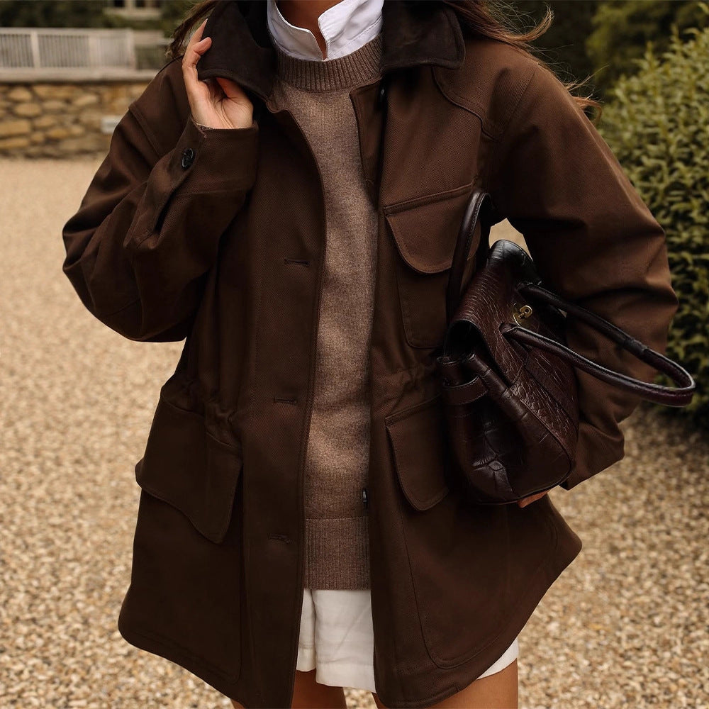 Damen Oversize Fieldjacke mit aufgesetzten Pattentaschen und Taillen-Zug Drune