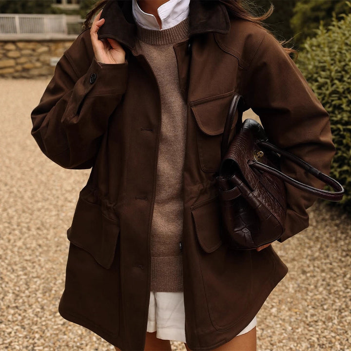 Damen Oversize Fieldjacke mit aufgesetzten Pattentaschen und Taillen-Zug Drune