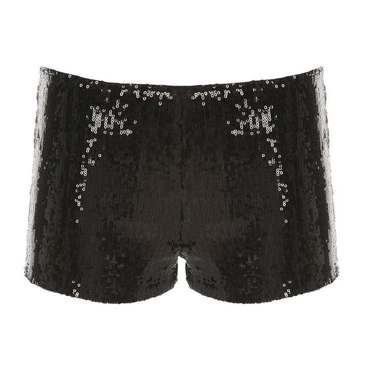Damen figurbetonte Kunstleder-Shorts mit dekorativen Nieten und seitlichen Taschen Drune