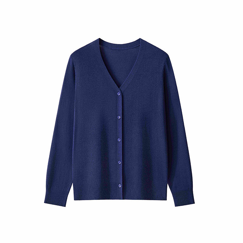 Damen Feinstrick-Cardigan mit V‑Ausschnitt, durchgehender Knopfleiste und leichtem Fall Drune