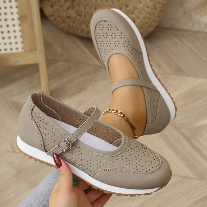 Damen Perforierte Mary-Jane-Sneaker mit verstellbarem Riemen Drune