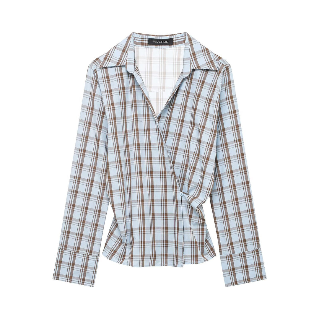 Damen Wickelbluse mit Knoten-Detail und klassischem Hemdkragen Drune