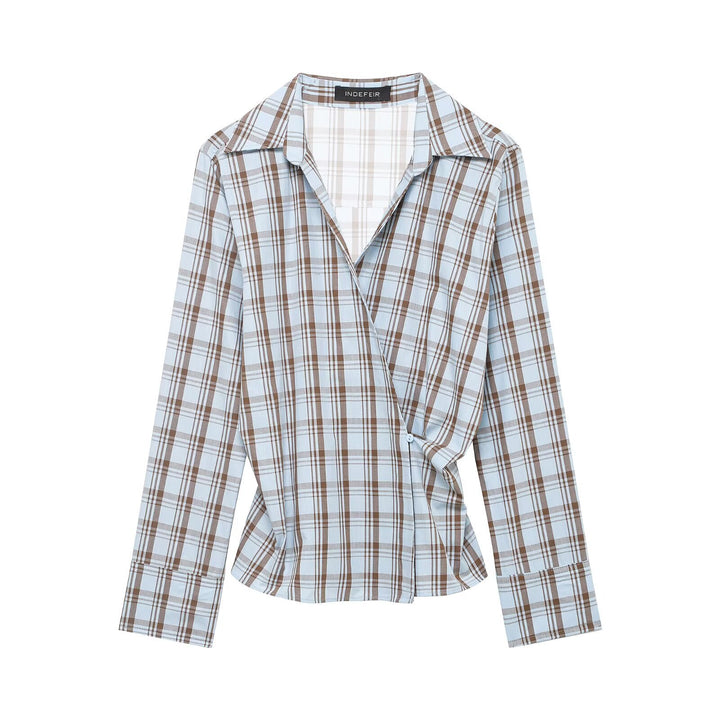 Damen Wickelbluse mit Knoten-Detail und klassischem Hemdkragen Drune