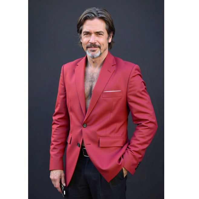 Herren nan taillierter Business-Blazer aus Stretchgewebe mit Brusttasche und schlanker Silhouette Drune