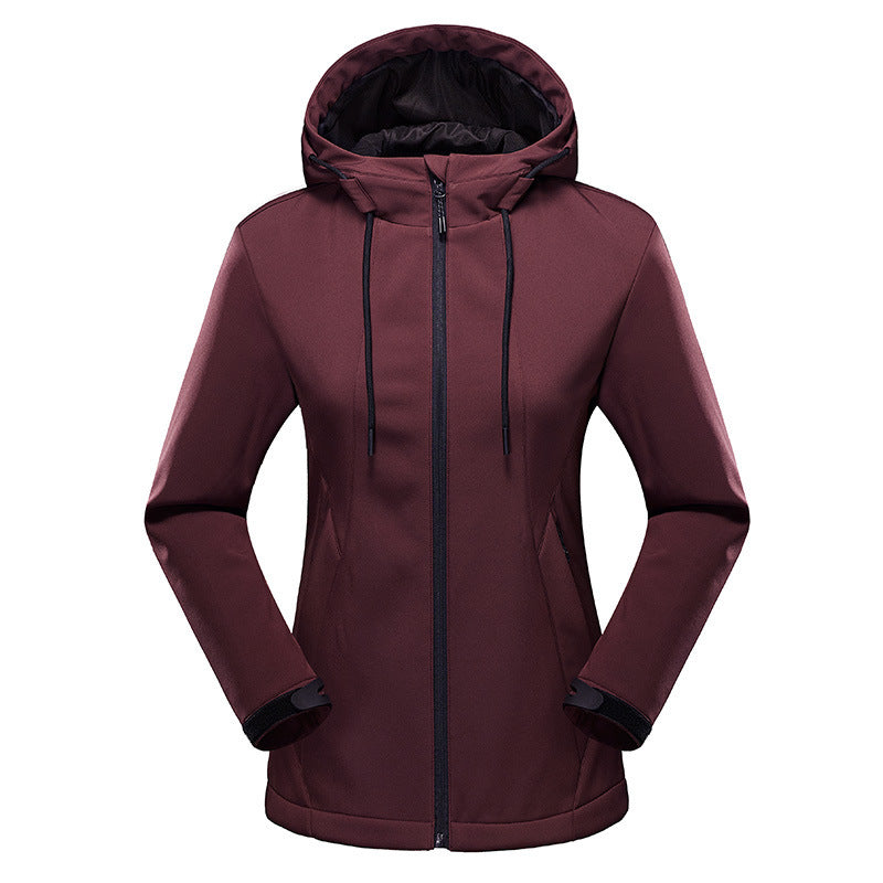 Damen taillierte Softshelljacke mit Kapuze und wasserabweisender Membran Drune