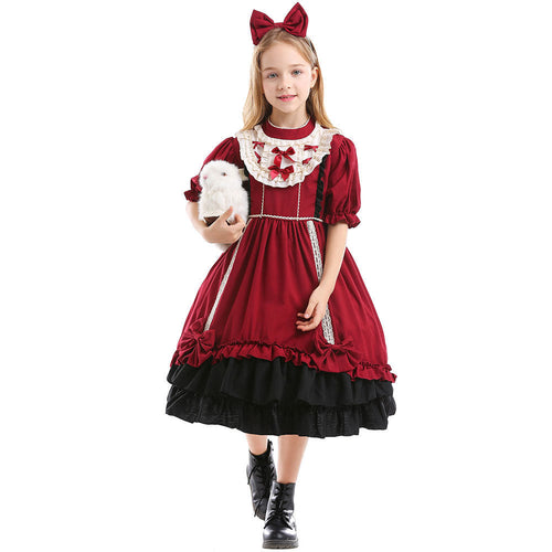 Mädchen Lolita Kleid mit Rüschen und Schleifen Drune