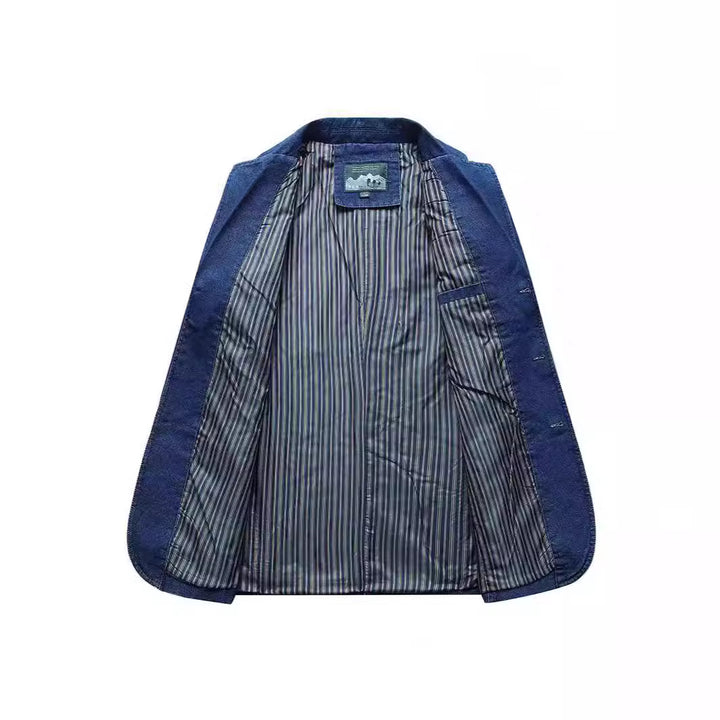 Herren Jeans-Sakko im lockeren Schnitt mit Reverskragen und aufgesetzten Taschen Drune