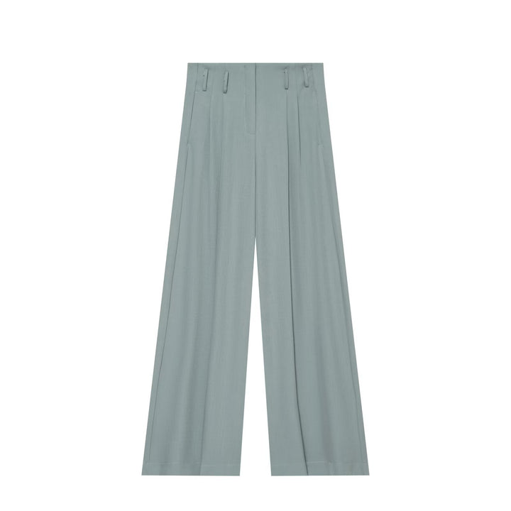Damen Weite Highwaist-Hose mit Bundfalten, Bügelfalte und Gürtelschlaufen Drune
