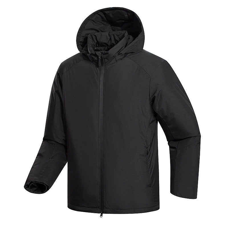 Herren Minimalistische Thermo‑Hoodie‑Jacke mit gesteppter Isolierung und verdecktem Reißverschluss Drune