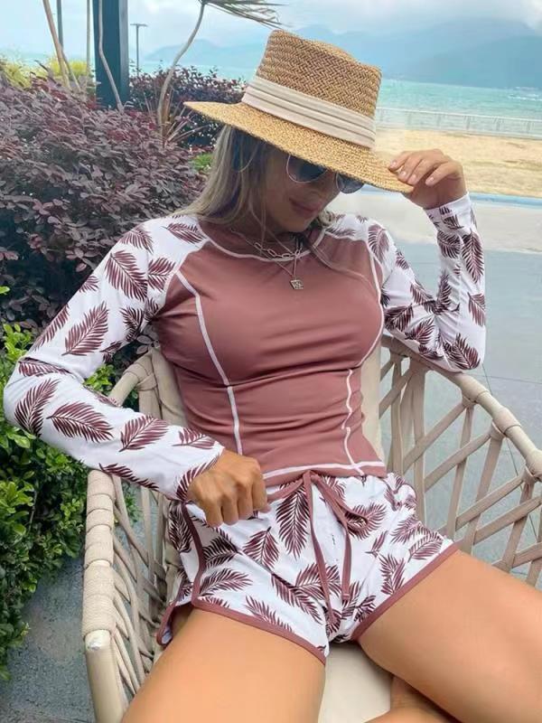 Damen Langarm Surfshirt und Shorts Set Drune