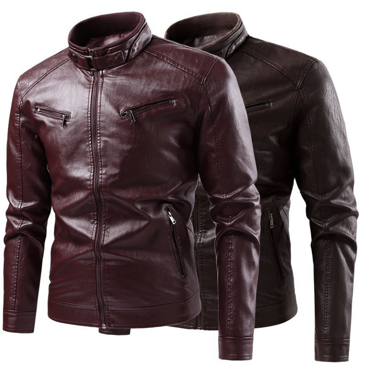 Herren modische Kunstlederjacke mit Steppdetails Drune