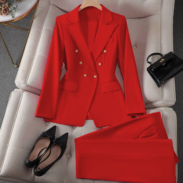 Damen Modischer Doppelreiher Blazer mit eleganten Details Drune