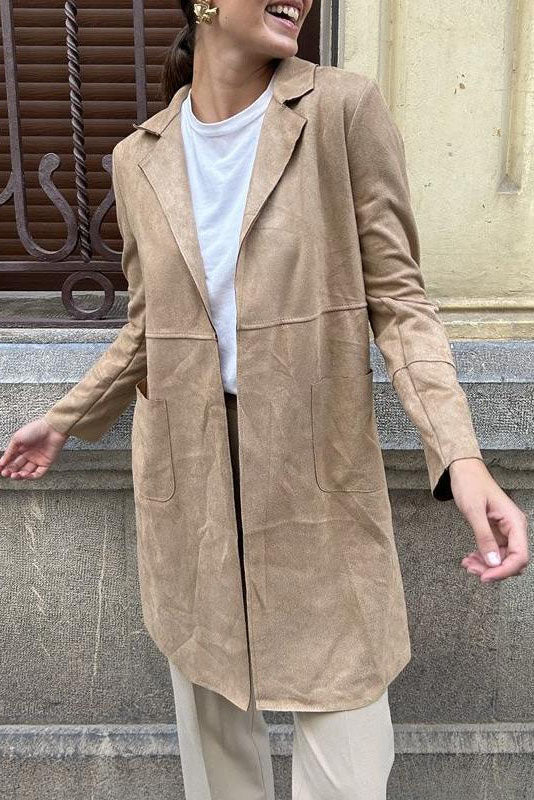 Drune | Langer Wildleder Trenchcoat