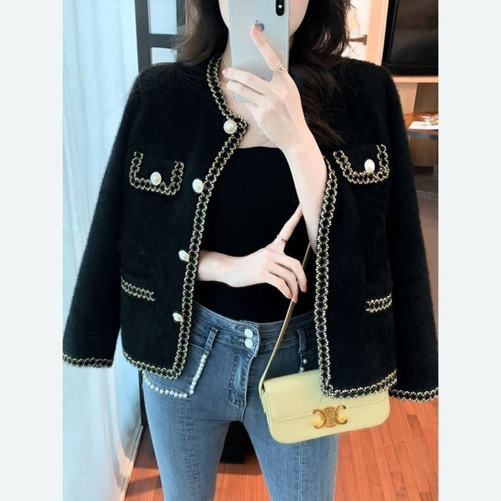 Damen Elegante kurzärmelige Jacke mit Schmuckdetails Drune