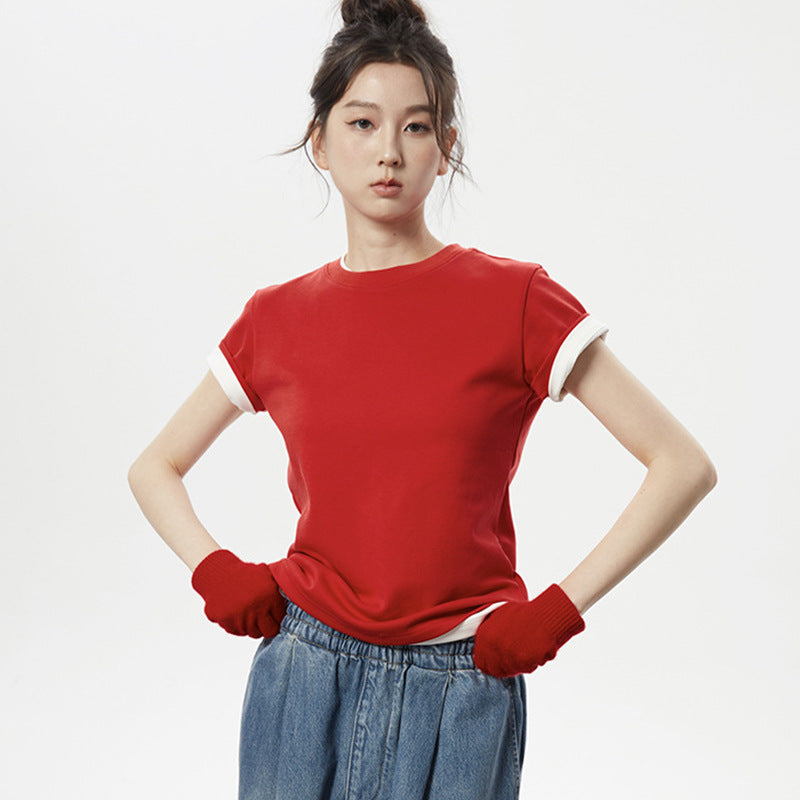 Damen lässiges T-Shirt mit modernem Schnitt Drune
