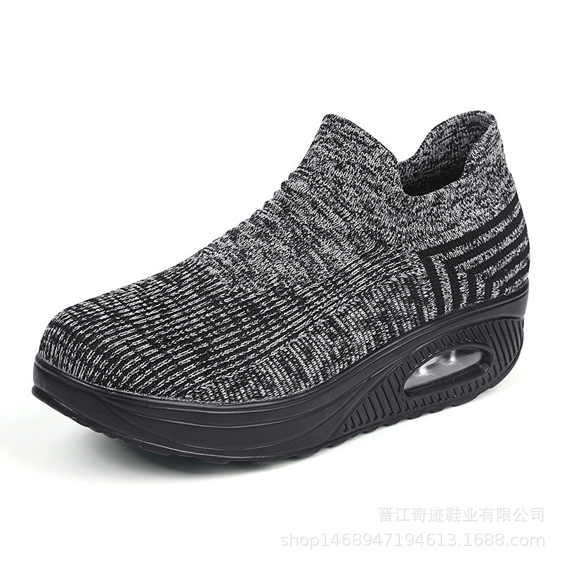 Damen nan gestrickter Schlupf-Walking-Sneaker mit anatomischer Pronationsstütze, Luftpolster-Zwischensohle und sockenähnlichem Schaft Drune
