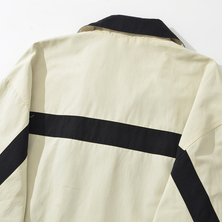 Damen Oversize Trackjacke mit Stehkragen, durchgehendem Reißverschluss und Kontraststreifen Drune