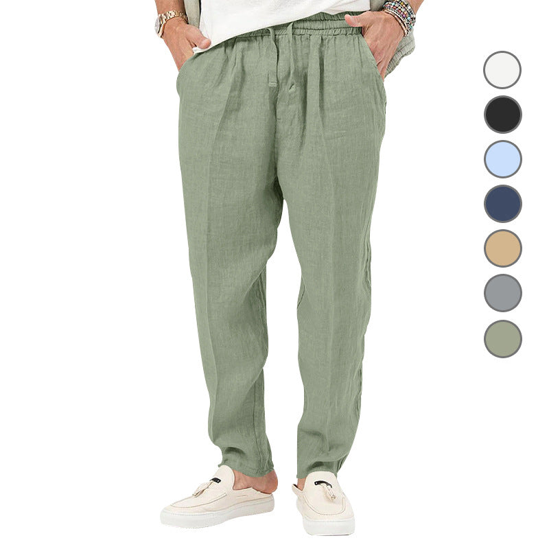 Herren nan leichte Leinenhose mit elastischem Bund und seitentaschen lässiger Schnitt Drune