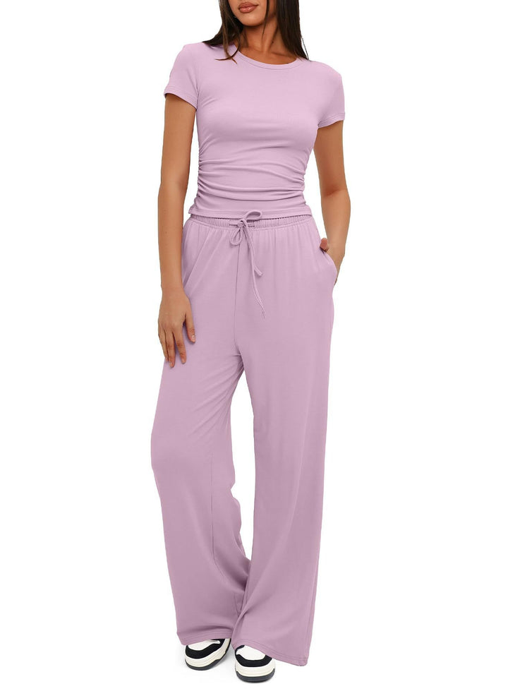 Damen Lässiges Lounge-Set mit weitem Oberteil und bequemen Hosen Drune