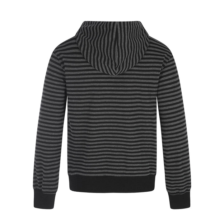 Herren Gestreifte Kapuzenjacke mit Doppelknopf-Optik, Rippenbündchen und Kreuz-Zipper Drune