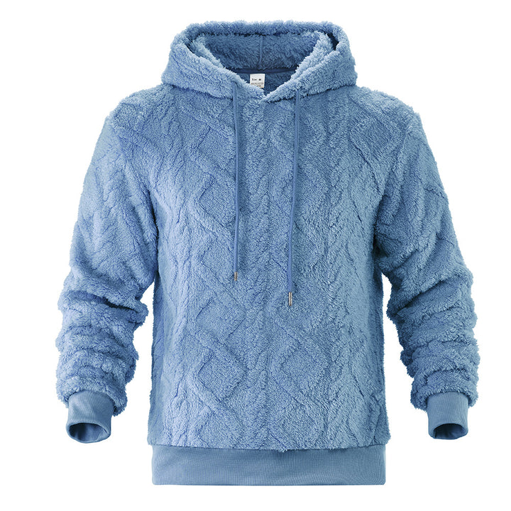 Herren Teddy-Fleece-Hoodie mit diamantstruktur, gefütterter Kapuze und weichen Rippbündchen Drune