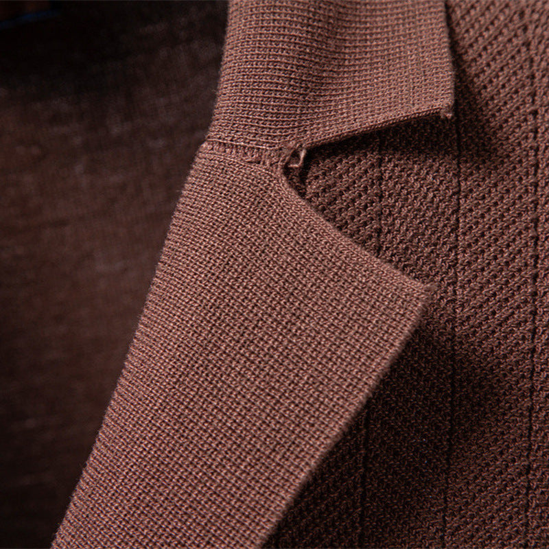 Herren nan Kurzarm Strickcardigan mit Reverskragen und feinem Strukturstrick Drune