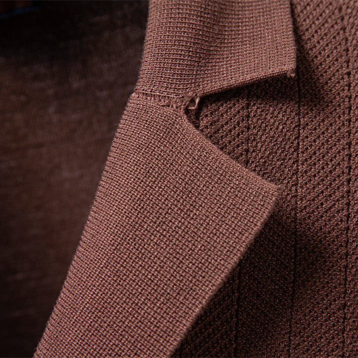 Herren nan Kurzarm Strickcardigan mit Reverskragen und feinem Strukturstrick Drune