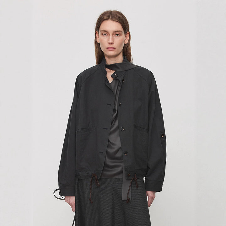 Damen Übergangsjacke mit Kapuze und verstellbarem Bund Drune
