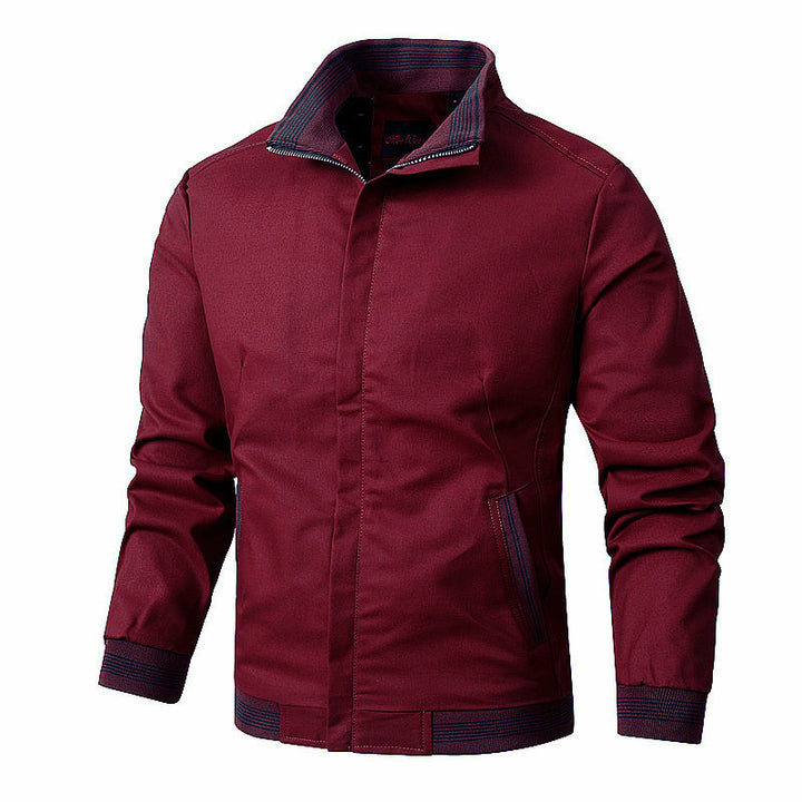 Herren nan sportlich-urbane Harrington-Jacke mit gestreiftem Stehkragen und verdeckter Druckknopfleiste Drune