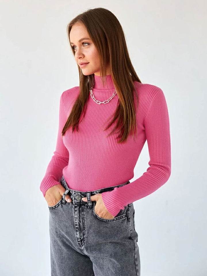 Damen Kurzgeschnittener Rippstrick‑Rollkragenpullover mit taillierter Passform Drune